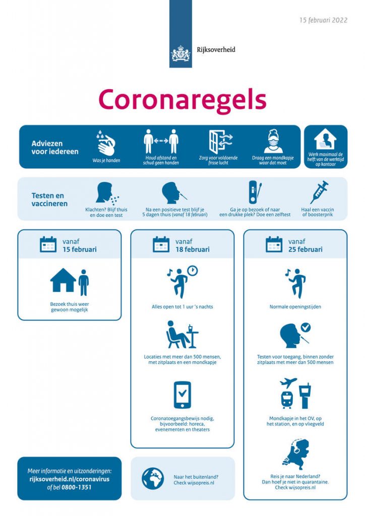 coronaregels vanaf 15 februari 2022